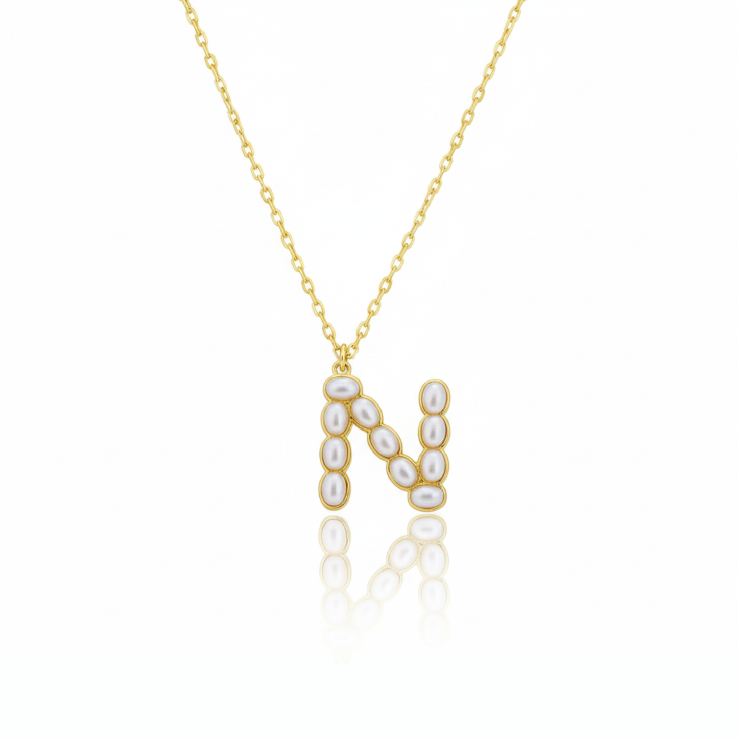Pearl Mosaic Initial Pendant Necklace: M