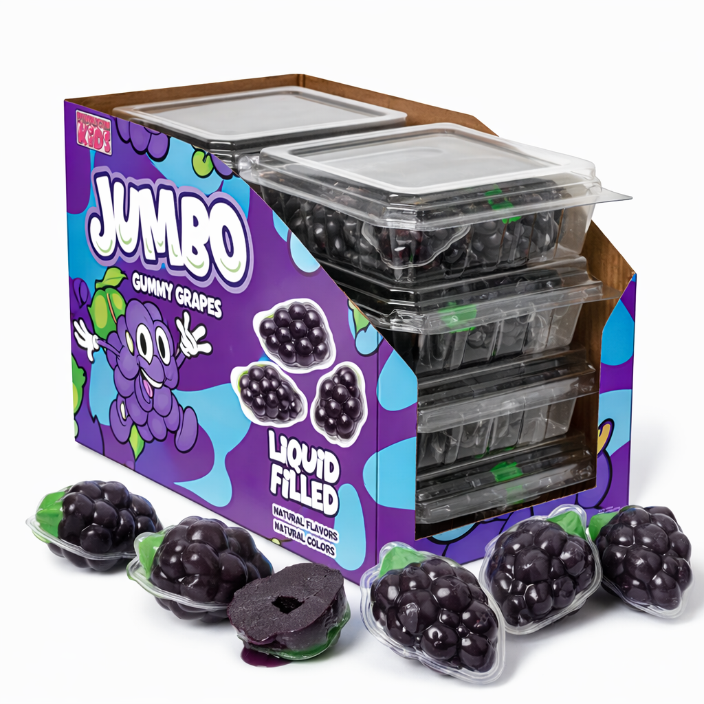 Liquid Filled Grape 4D Realistic Gummy Candy 8 Count Display