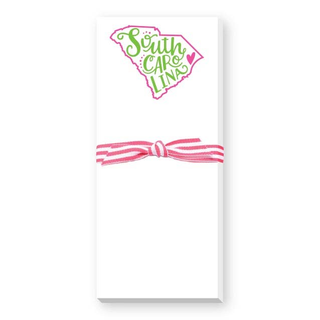 HAND LETTERED STATE SKINNIE NOTEPAD: BLACK WITH RED STATE