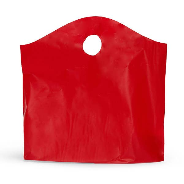 Wave Top Plastic Merchandise Bags: Blazing Pink / Medium 18x15x6"