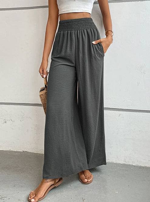 Simple Flared Wide-Leg Pants: Black / XL