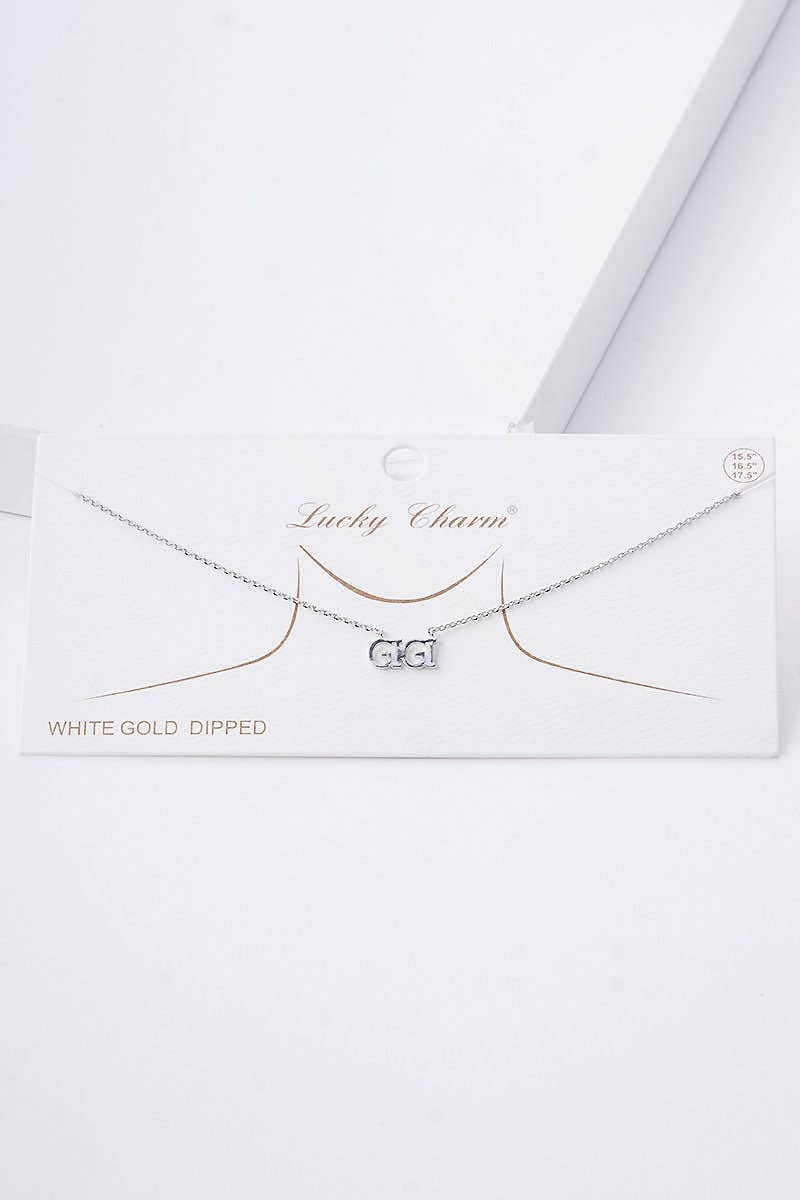 Gold Gigi Text Necklace: Silver