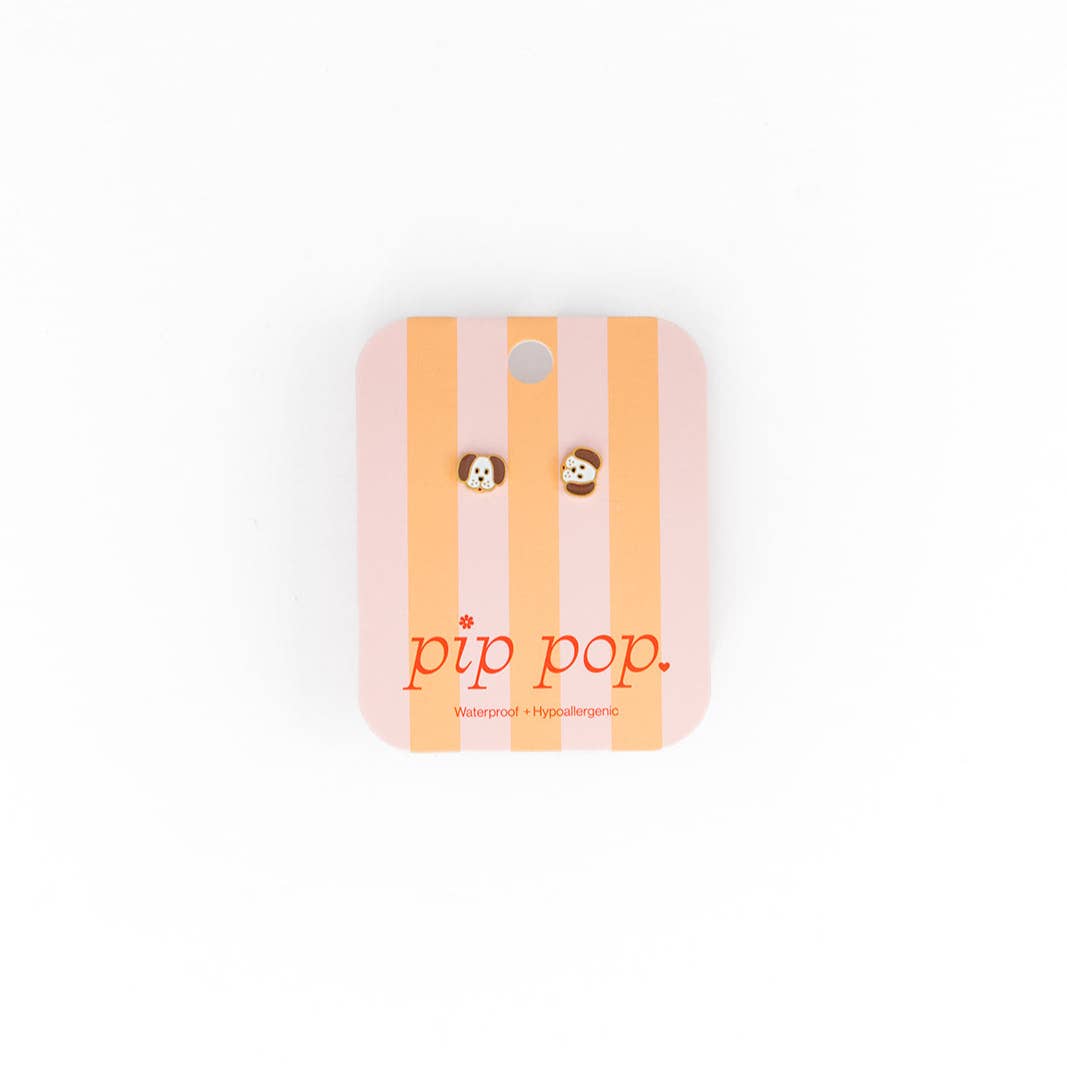Dog Stud Earrings - Hypoallergenic, Flat Back, Girl Gift: Pair