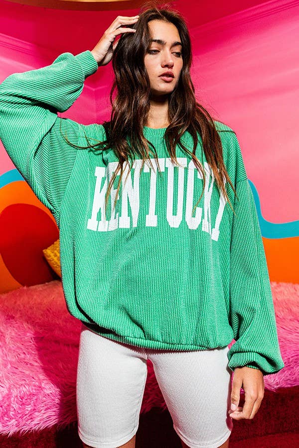 T1770M 'KENTUCKY' Comfy Oversize Graphic Sweatshirt, Gameday: ROYAL BLUE / S-M-L (2-2-2)
