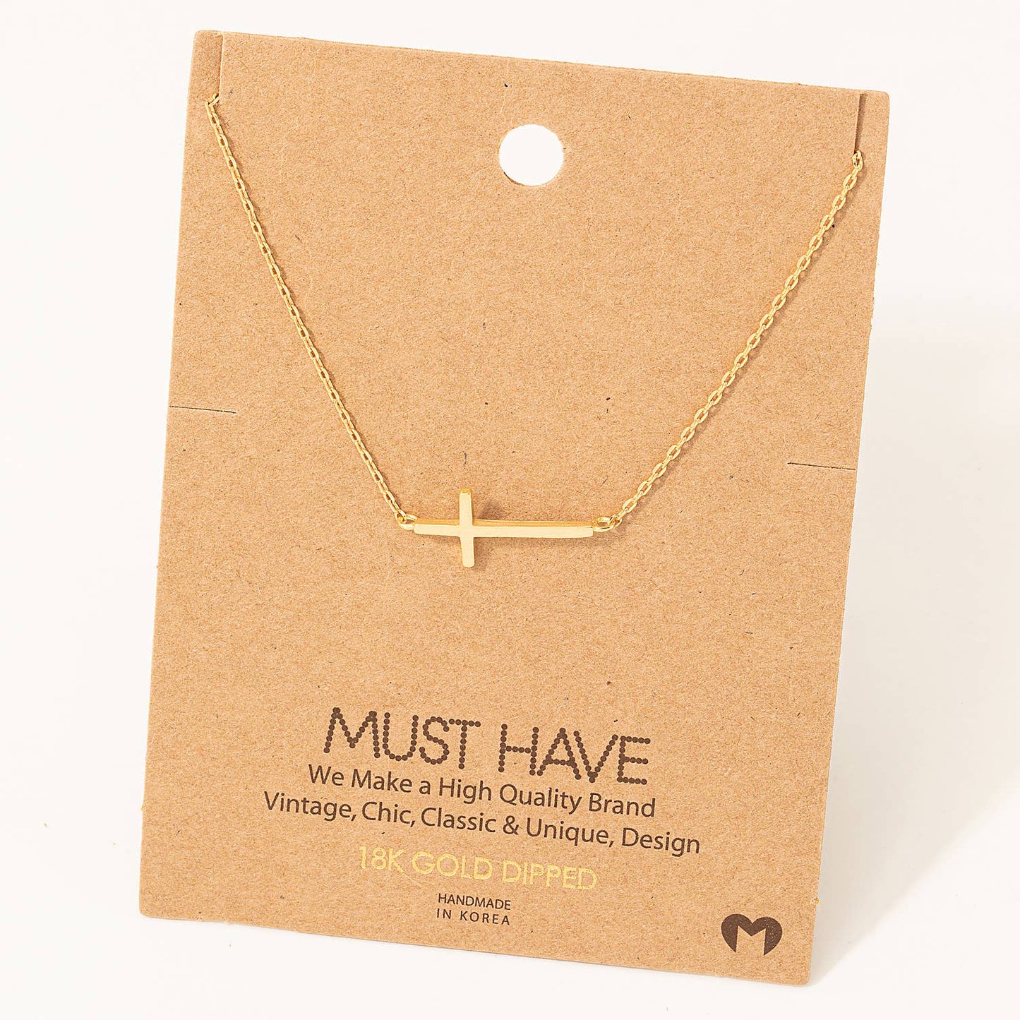 Side Cross Pendant Necklace: R