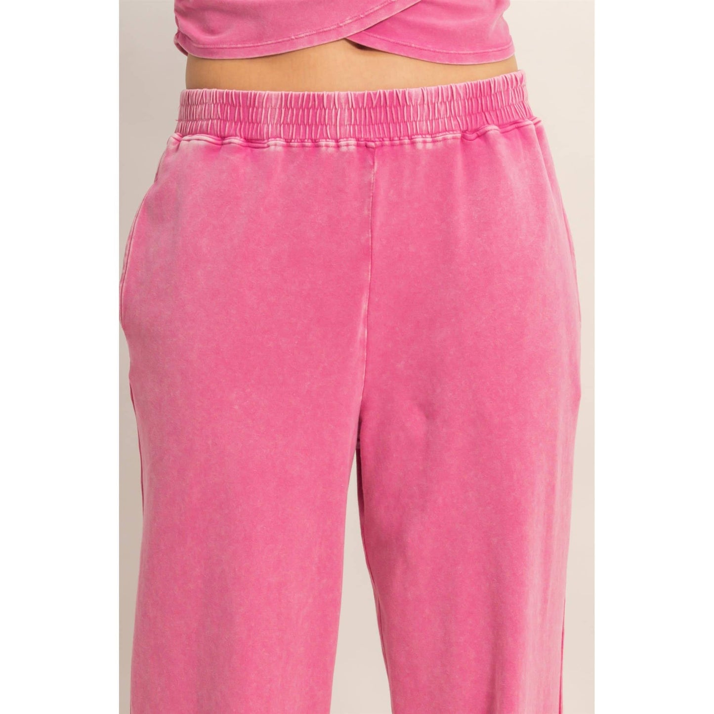 Rolled Sleeve Wrap-Front Crop Top And Jogger Set: DARK TEAL / S-M-L(2-2-2)