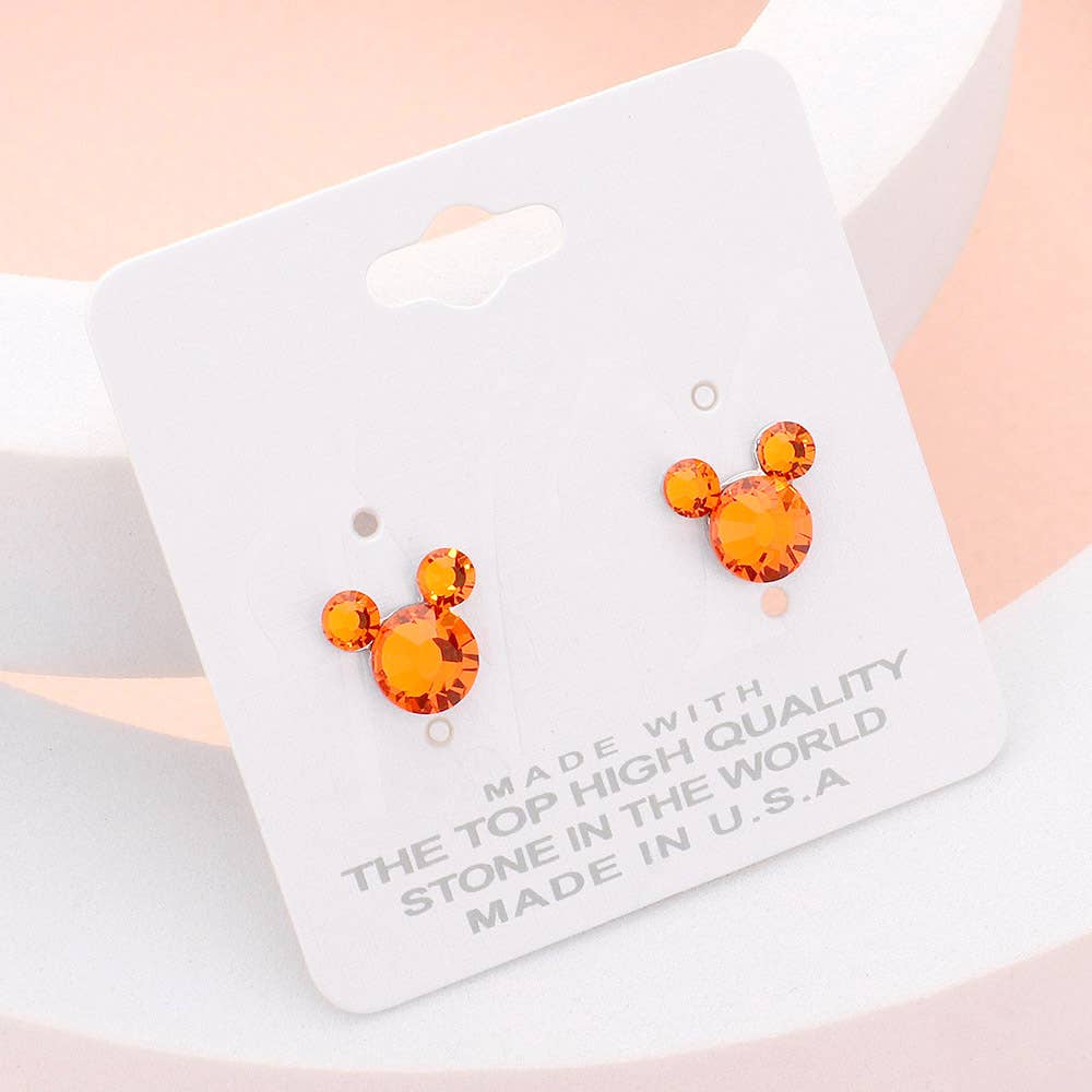 Mouse Character Stud Earrings: Emerald