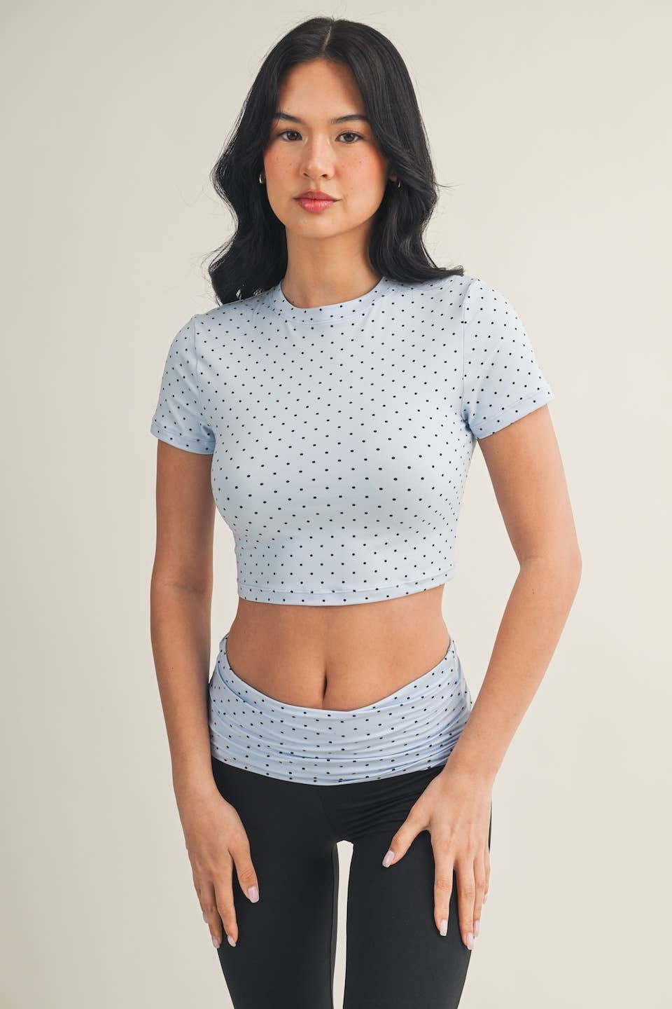 Polka Dot Soft Knit Jersey Crewneck Tee: Pink Polka Dot / L