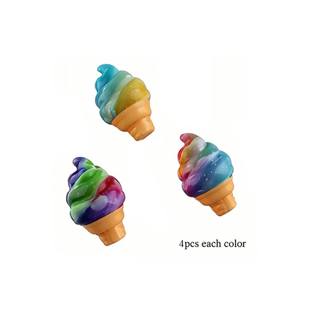 12PCS - Glitter Ice Cream Cone Squeeze Squishy Stress Relief Toy
