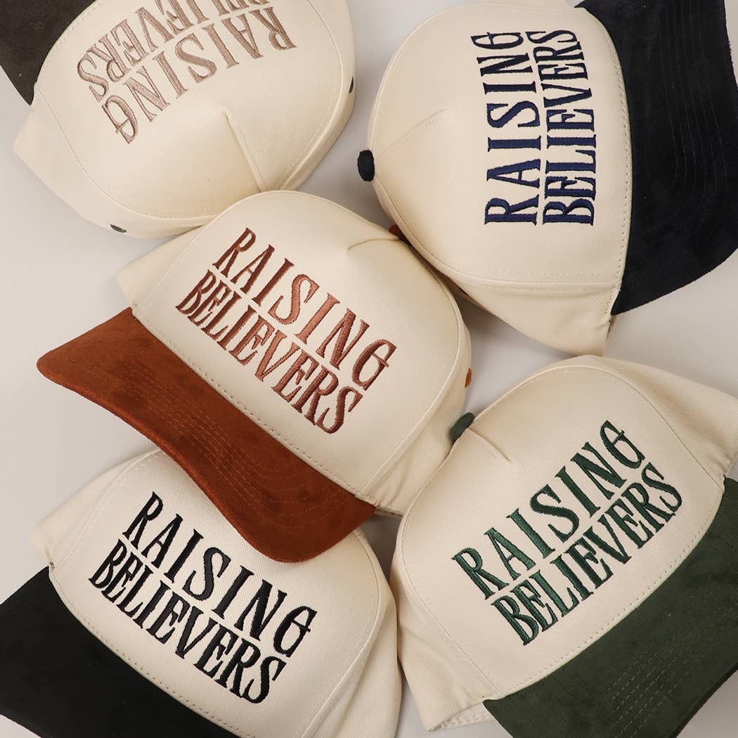 RAISING BELIEVERS Suede Two-Tone Trucker Hat: BLK / One Size