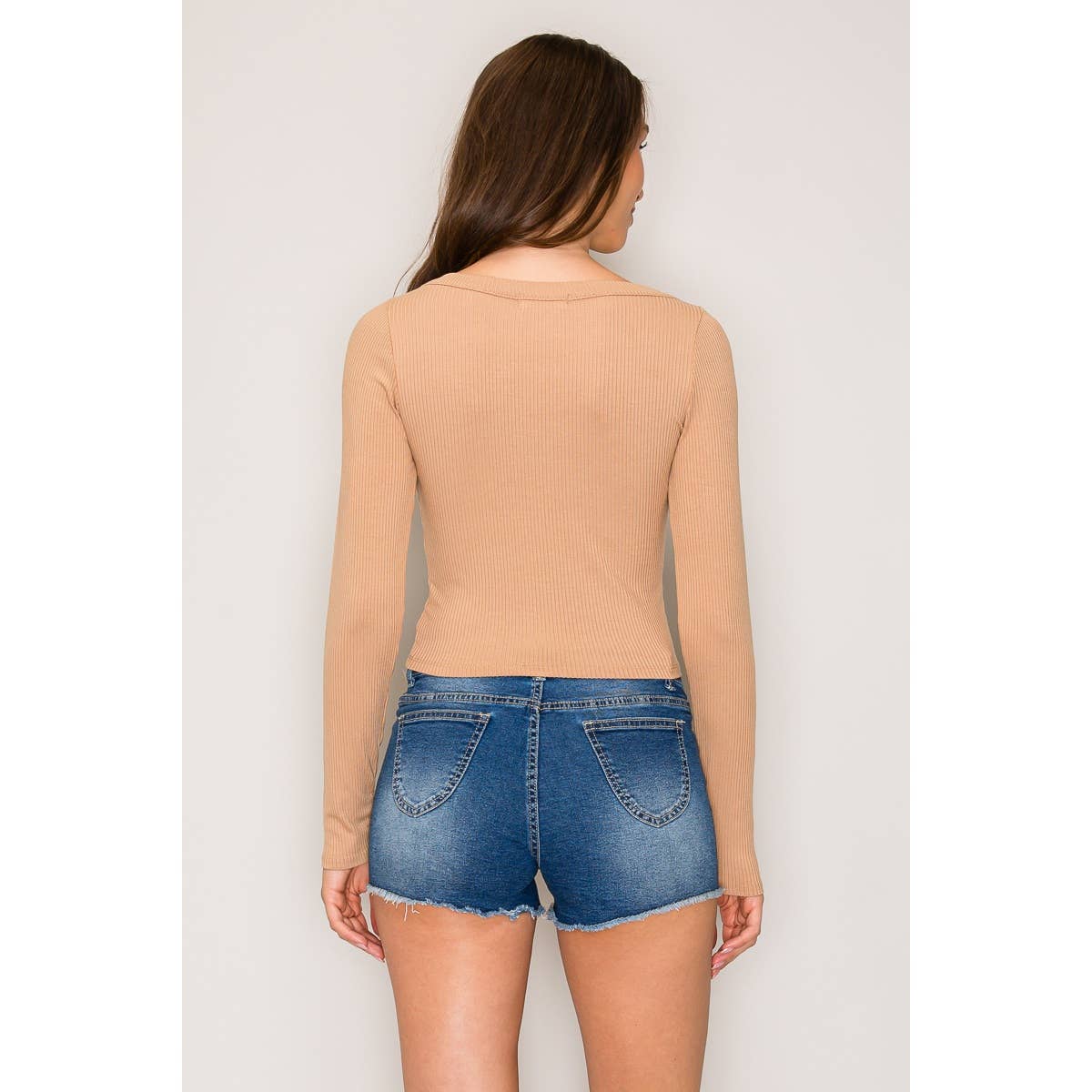 Ribbed Long Sleeve Wide Neck Top: Red / S-M-L(2-2-2)
