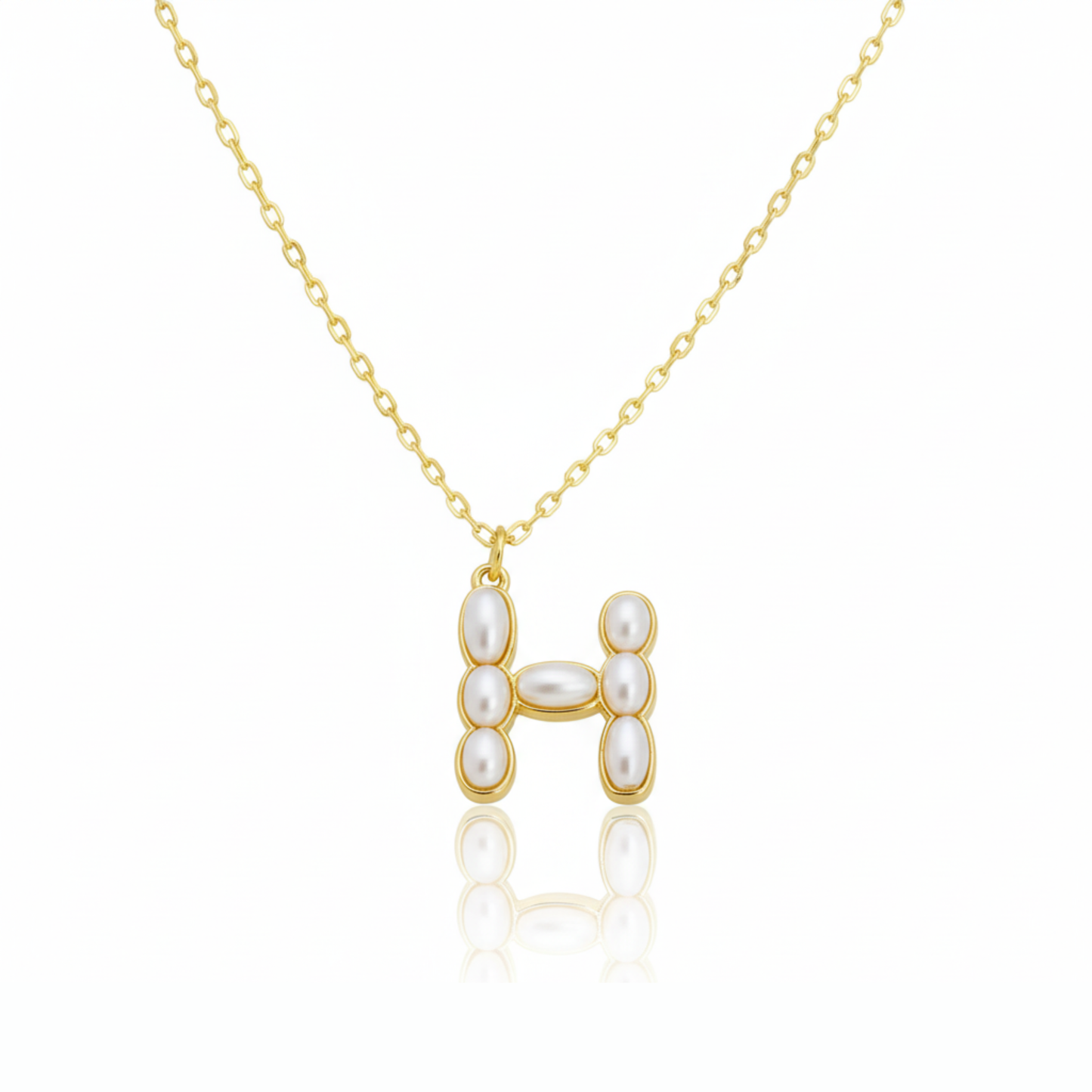 Pearl Mosaic Initial Pendant Necklace: A