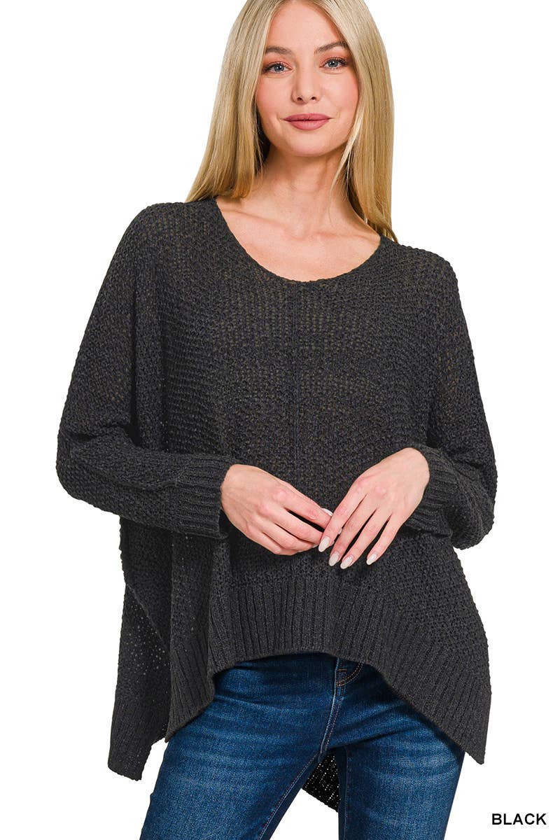 Dolman Sleeve V-Neck Sweater: LT GREY / 3-2 (S/M-L/XL)