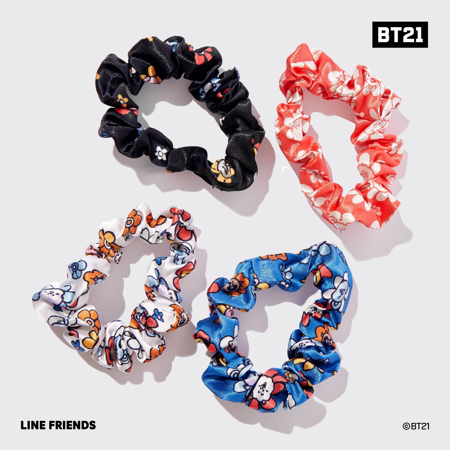 BT21 x Kitsch  Satin Sleep Scrunchies 4pc Set