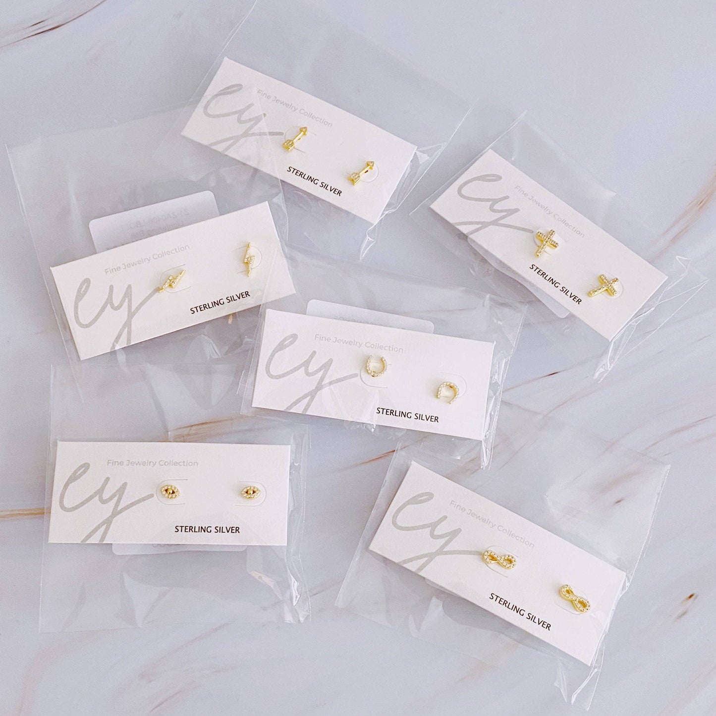 Mini Sparkle Mini Stud Sterling Silver Earrings: Infinity