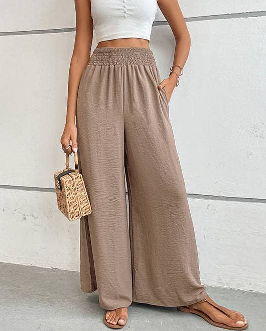 Simple Flared Wide-Leg Pants: Black / L