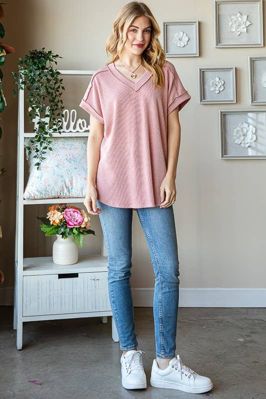 ET7484-10 SOLID URBAN RIBBED TOP: CHARCOAL / 2-2-2 (S-M-L)