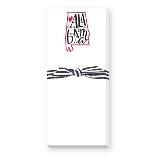 HAND LETTERED STATE SKINNIE NOTEPAD: BLACK WITH RED STATE