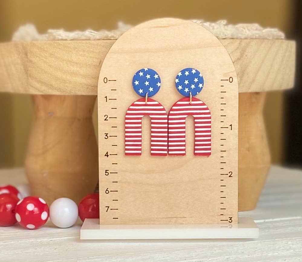 Red, White & Blue Clay Earrings: Star Studs