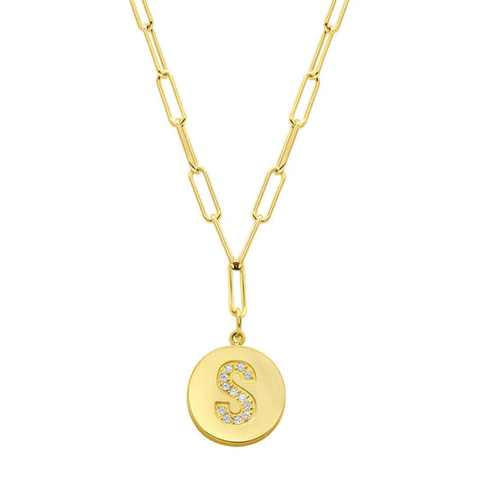 Tarnish Resistant 14K Gold Plated Initial Disc Necklace: S / Default Title
