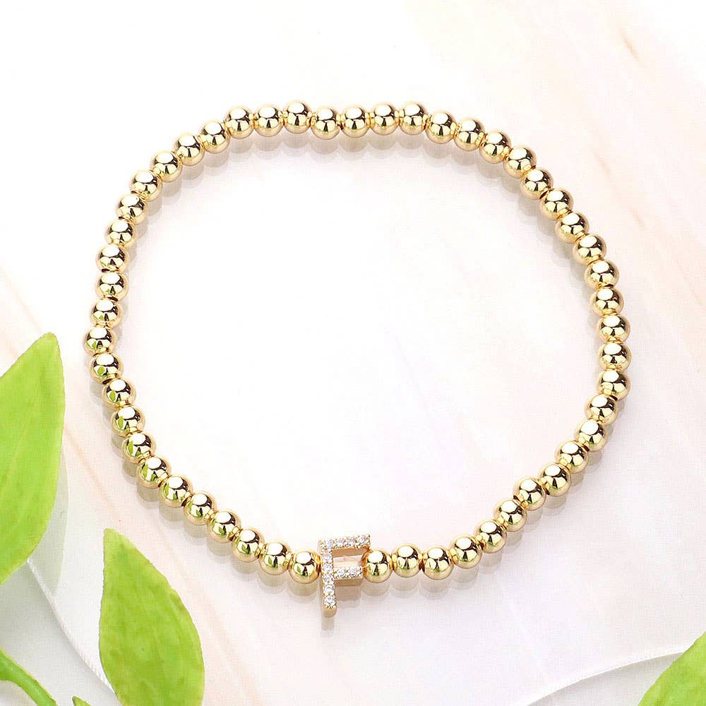 SECRET BOX_  Monogram Initial Stretch Bracelet
: G