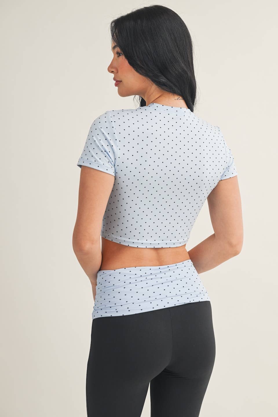 Polka Dot Soft Knit Jersey Crewneck Tee: Blue Polka Dot / M