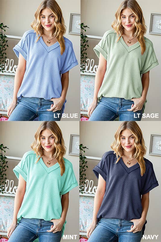 ET7484-10 SOLID URBAN RIBBED TOP: KELLY GREEN / 2-2-2 (S-M-L)