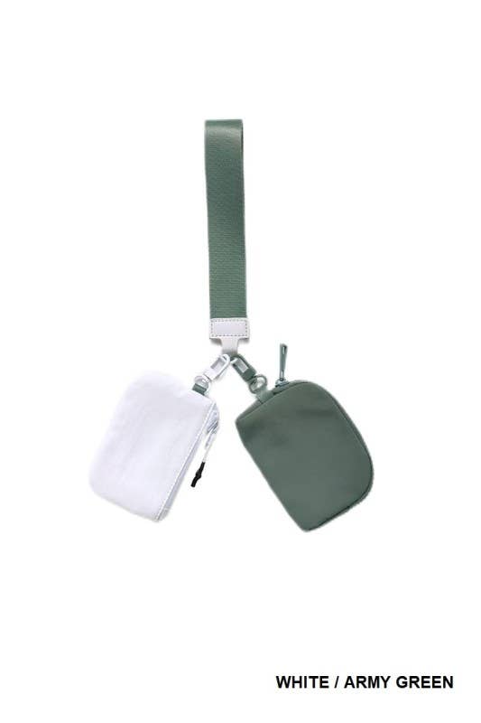 Dual Pouch Wristlet Keychain Wallet: BOWKNOT WHITE/BONE / 1 (ONE SIZE)