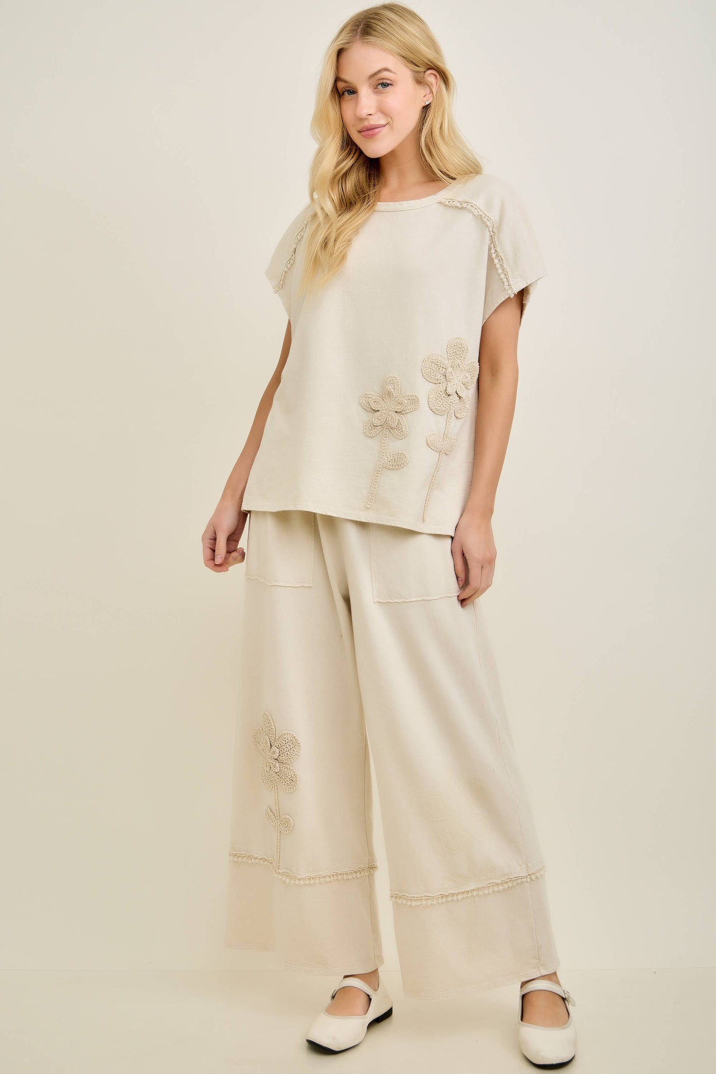 Mineral Washed Flower Garden Sleeveless blouse top HT7012: Papaya / S-M-L / 2-2-2