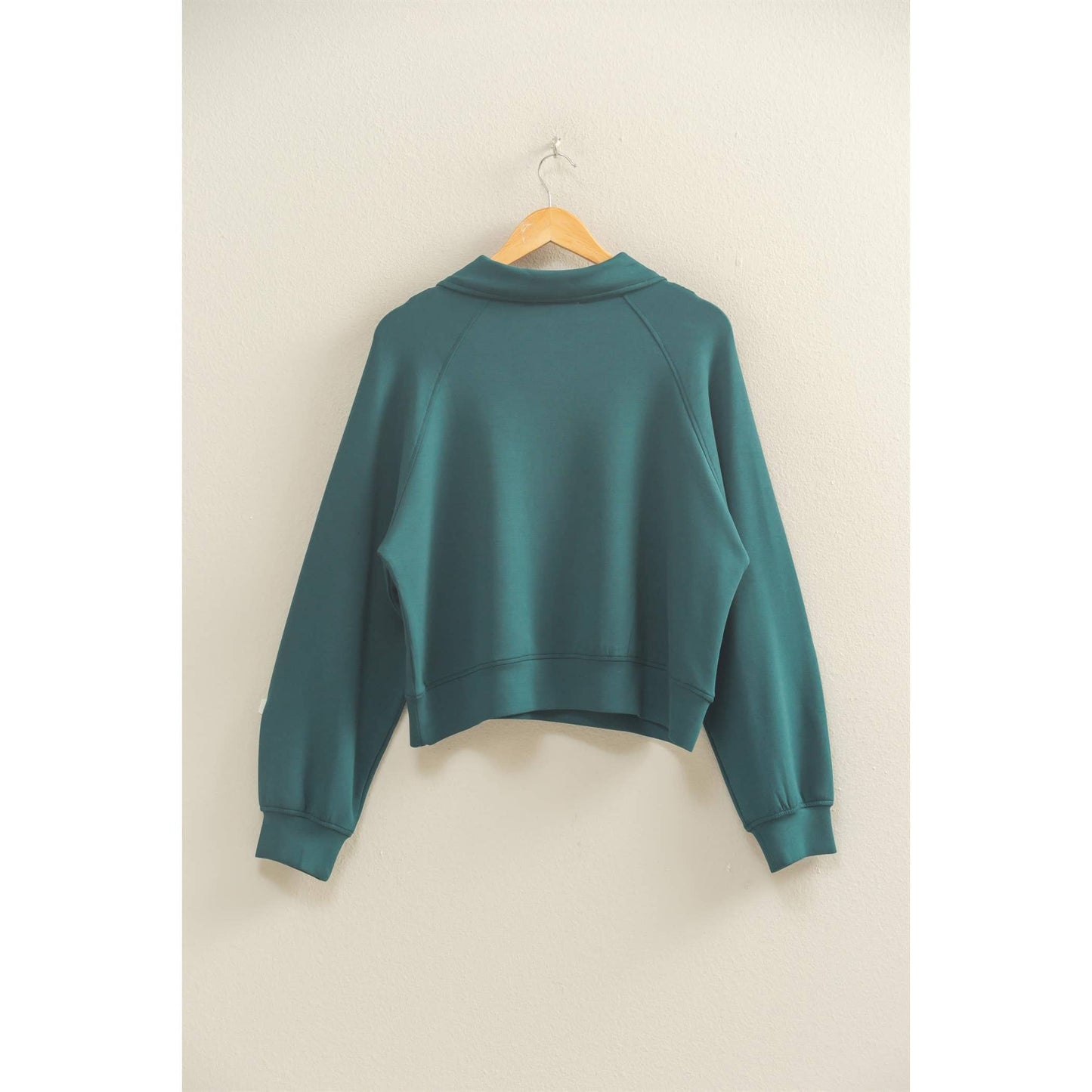 Scuba Half Zip-Up High Neck Collar Sweatshirt: DEEP GREEN / S-M-L(2-2-2)