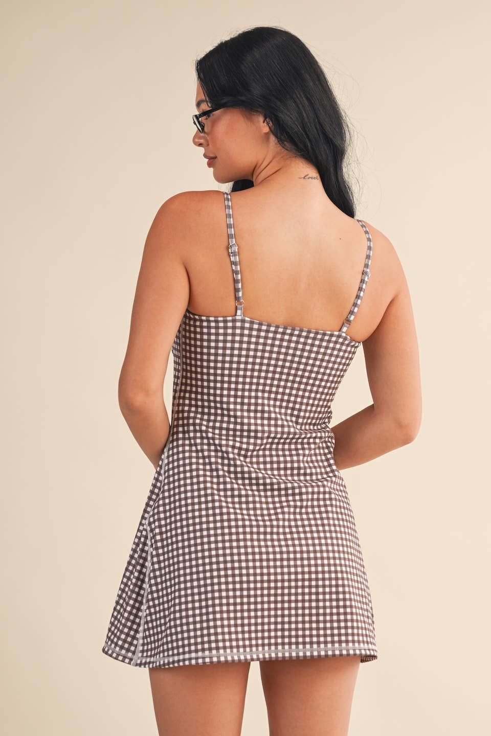 Gingham Print Sweetheart Dress: Pink Gingham / S