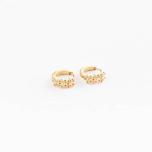 Daisy Hoop Earrings - Hypoallergenic, Flat Back, Girl Gift