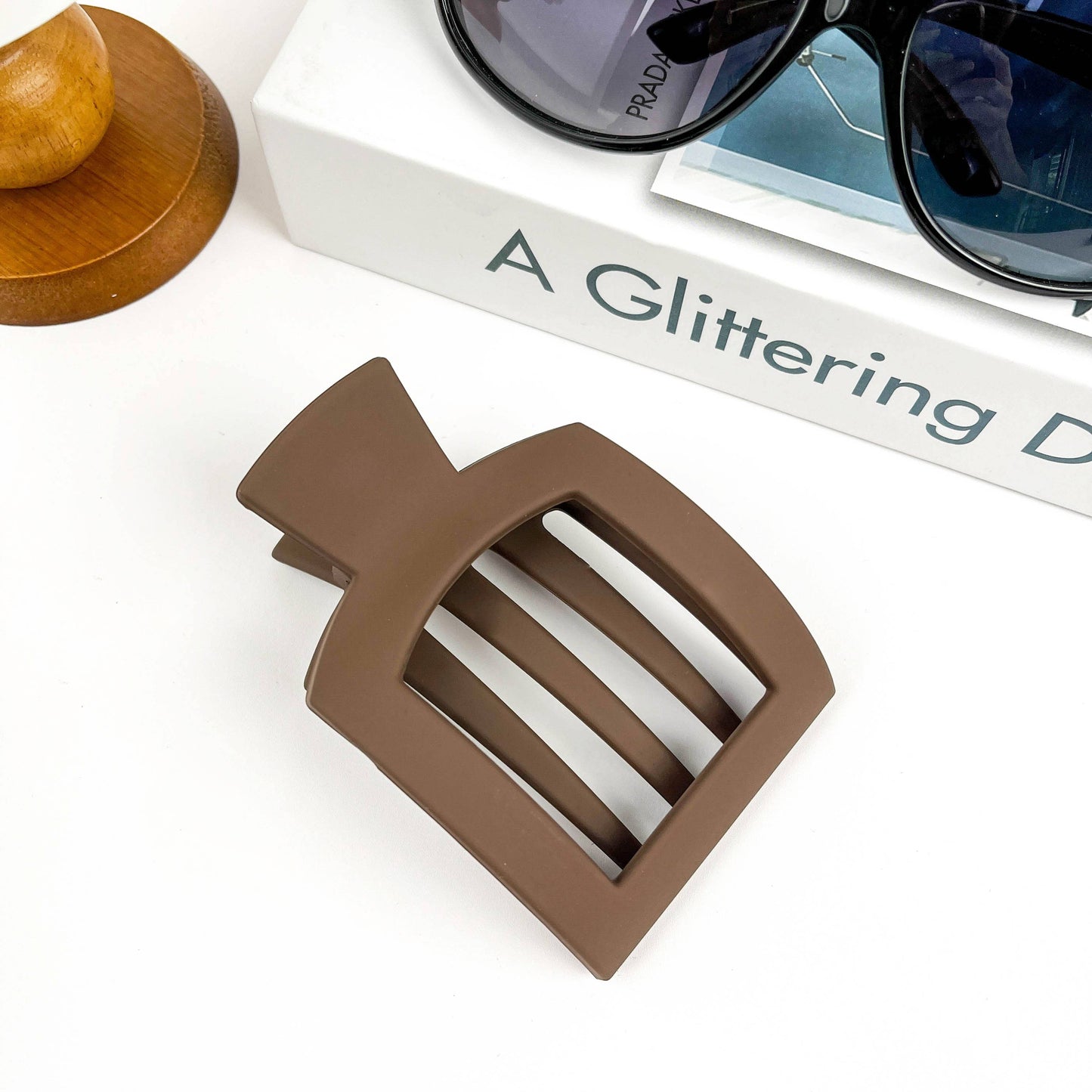 Square Hair Clip Frosted Claw Clip: Black