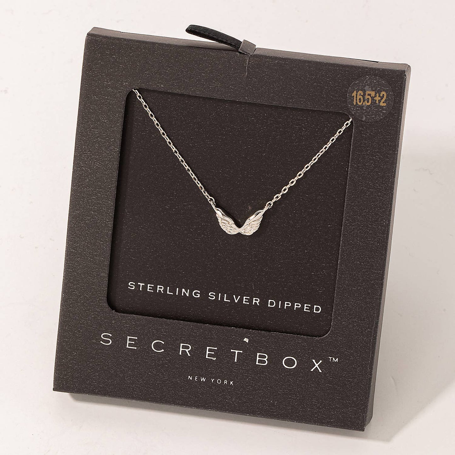 Secret Box Mini Angel Wings Charm Necklace: WG