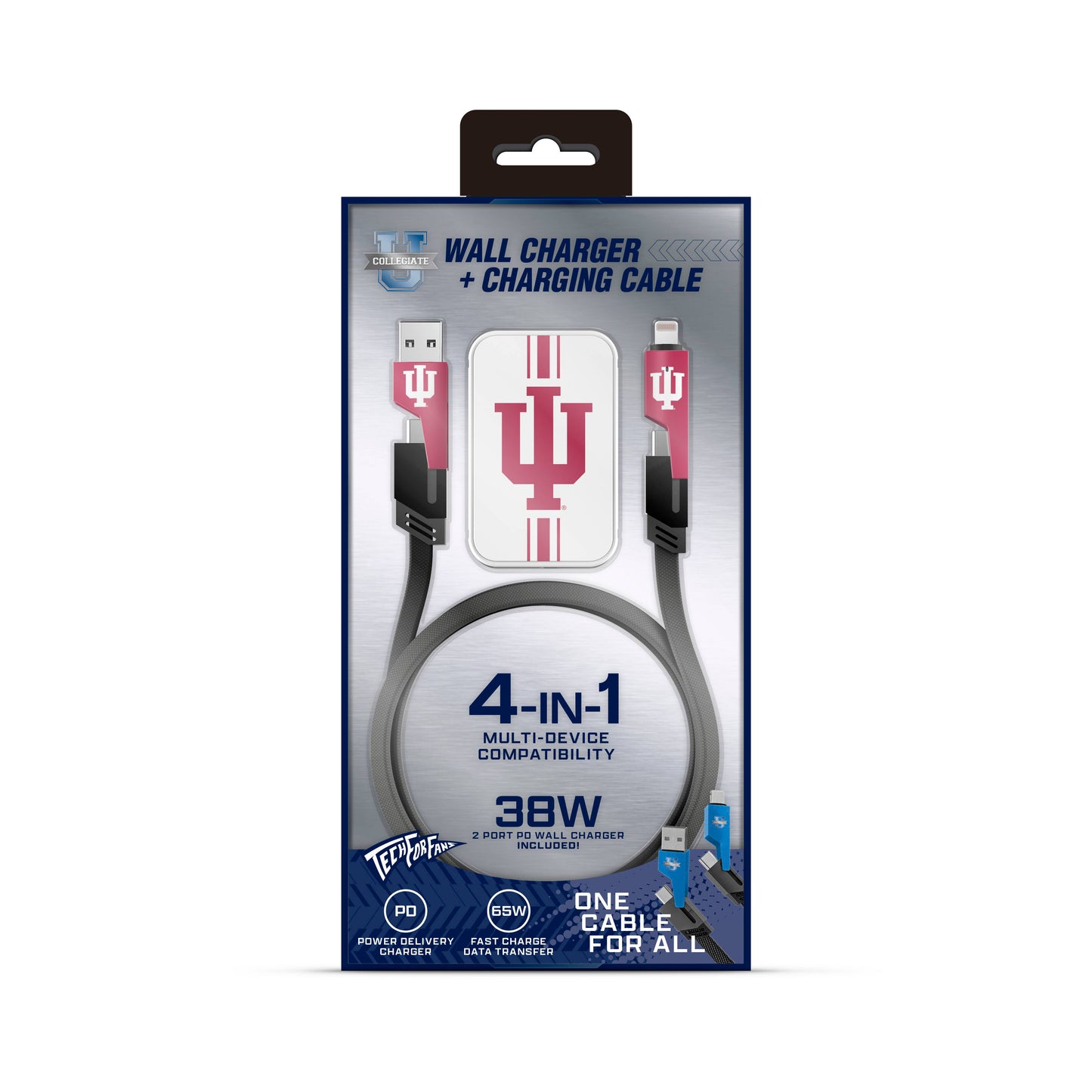 NCAA Indiana Hoosiers 4 in 1 Cable & Wall Charger