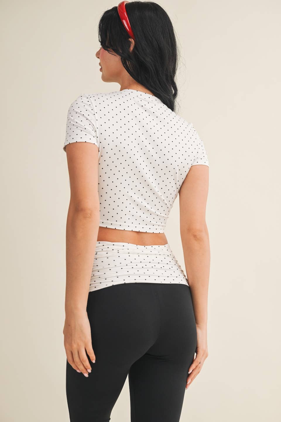 Polka Dot Soft Knit Jersey Crewneck Tee: Pink Polka Dot / S