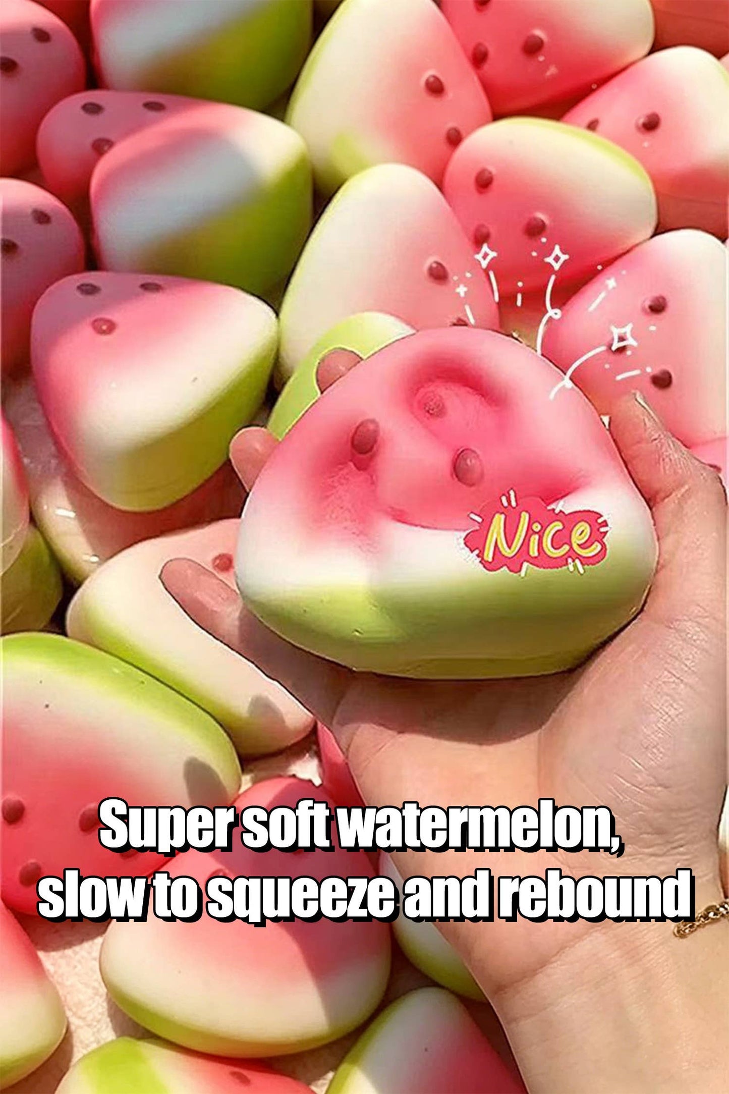 LDC Cute Watermelon Soft Ice Skin Slow Rising Squishy Toy: Coral / One Size