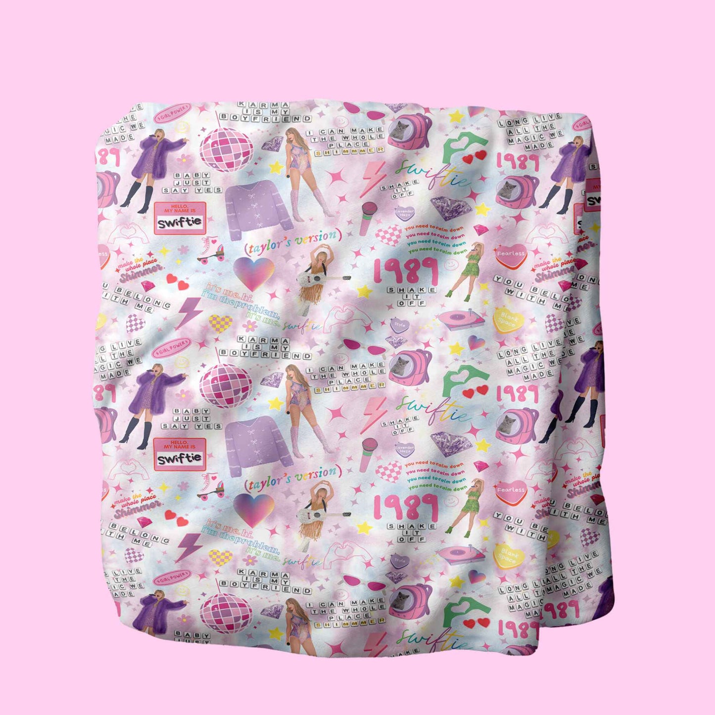 Swiftie Taylor Swift Gift Fuzzy Blanket + Valentines Day: Pink Mosaic