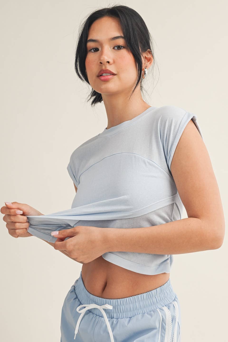 Slub Crossover Top: Blue / S