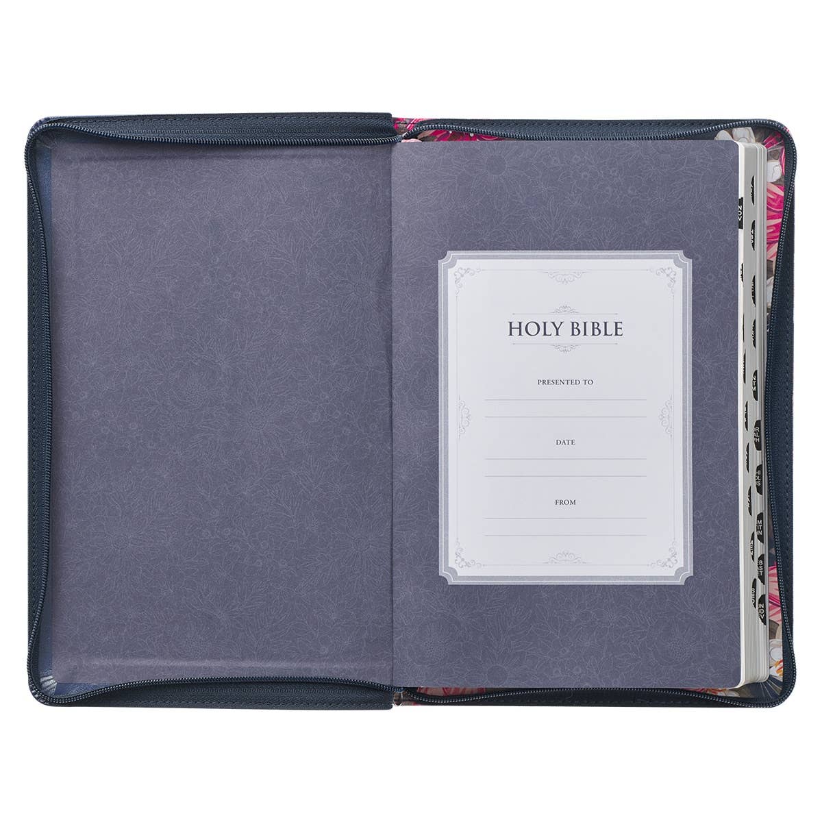 Floral Blue Faux Leather King James Version Deluxe Gift Bibl