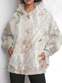 Trendy Viral Forest Camo print oversized hoodie: Grey / XL