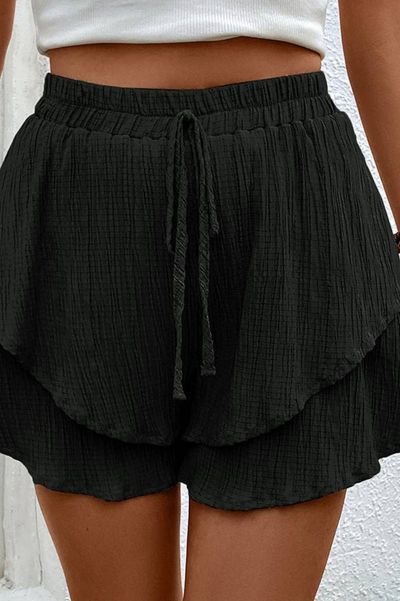 CWBSP0320_DOUBLE LAYERED ELASTIC WAIST SHORT PANTS: Green / (L) 1