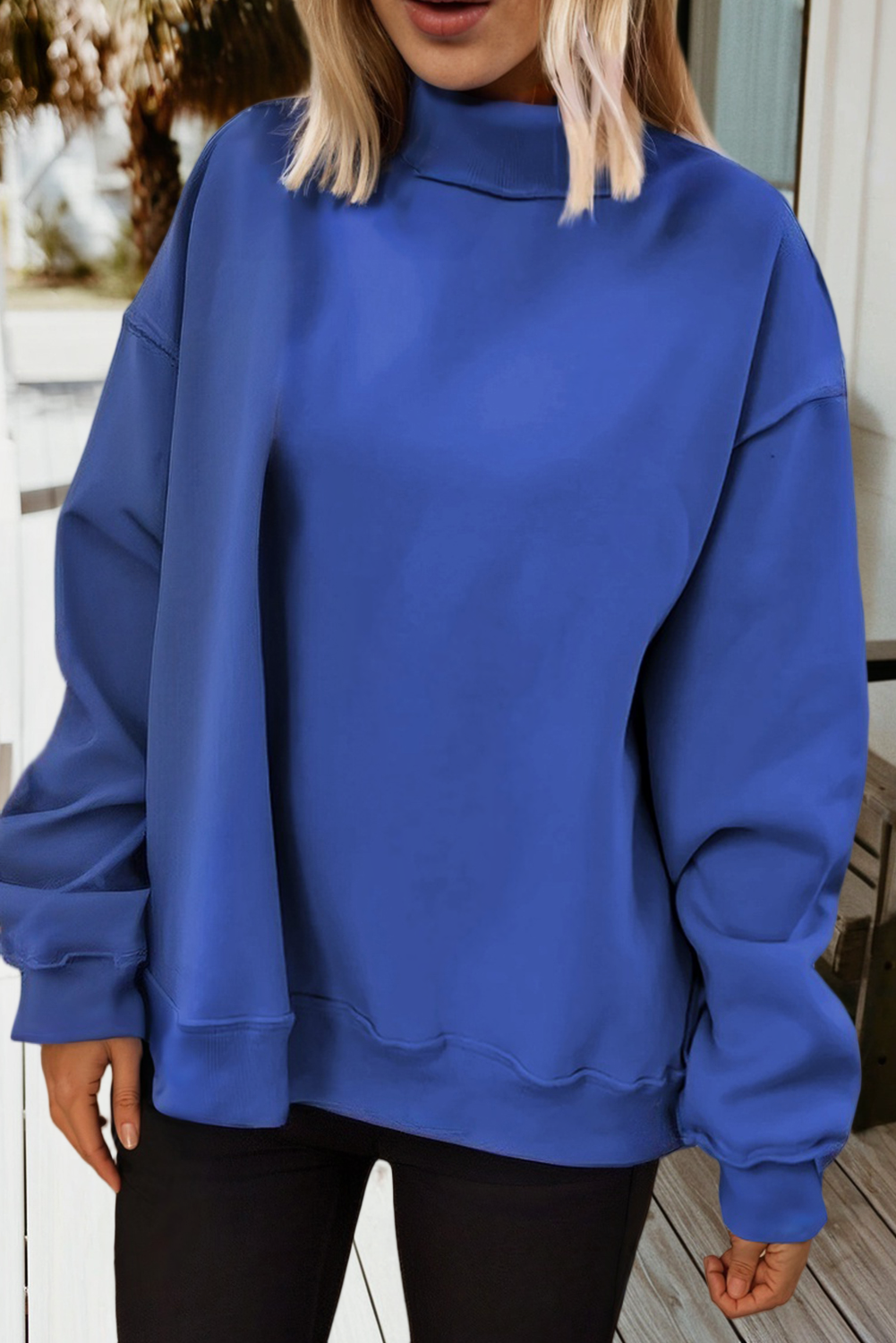 Love Solid Oversize Reversible Mock Neck Sweatshirt (S-XL): Racing Red / Missy / L
