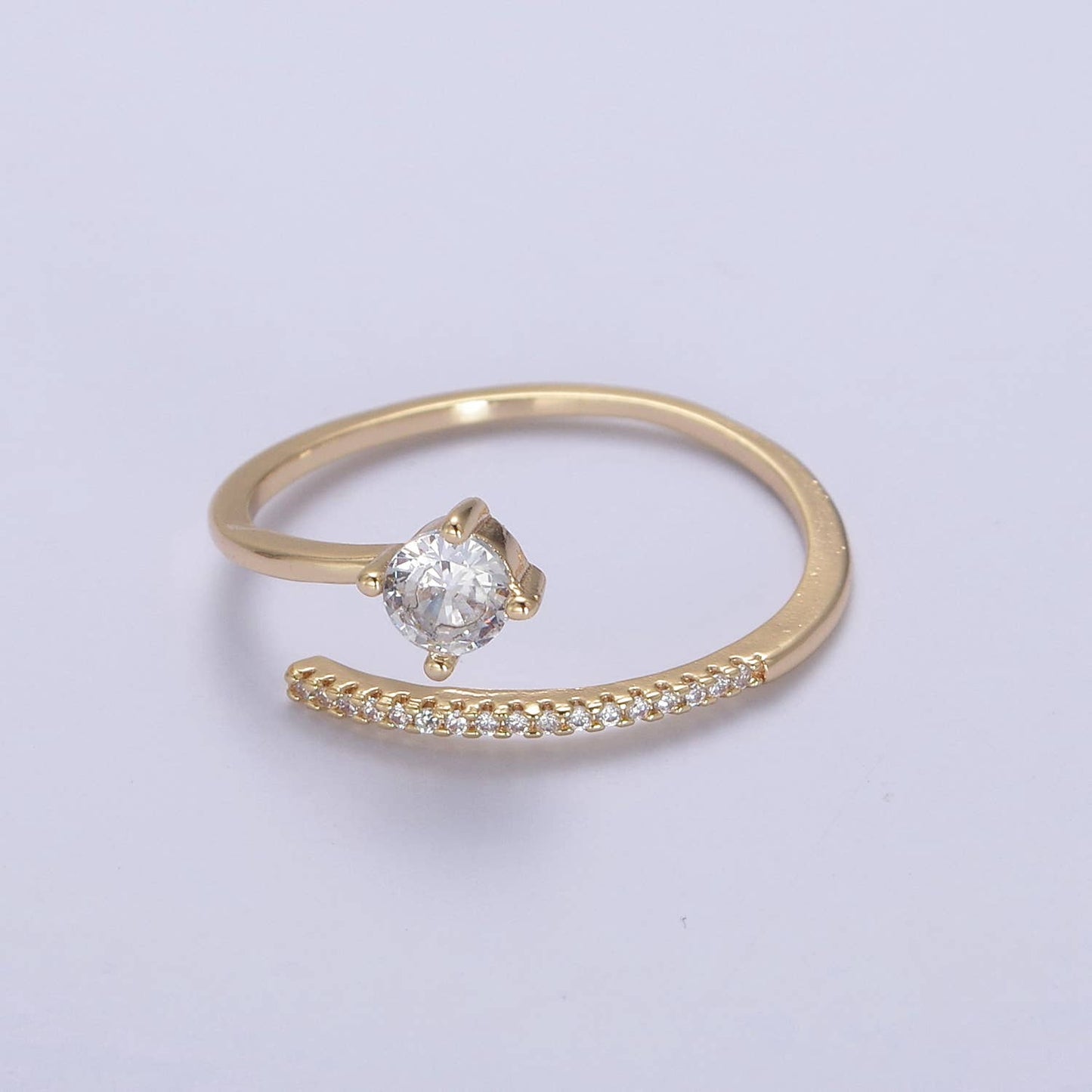 Elegant CZ Stone Micro Pave Minimalist Open Adjustable Ring