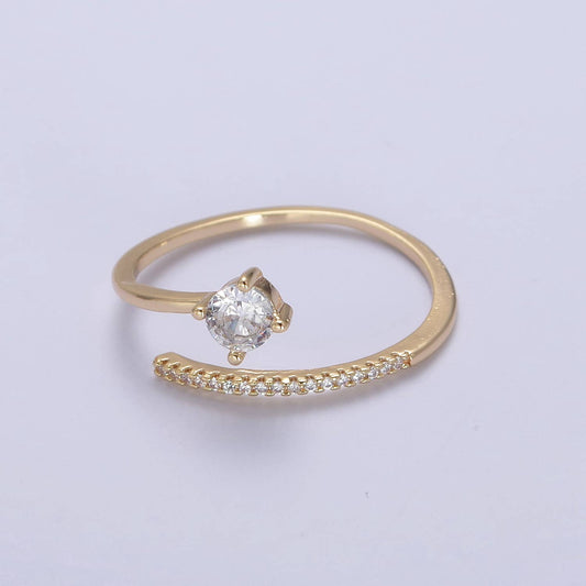 Elegant CZ Stone Micro Pave Minimalist Open Adjustable Ring