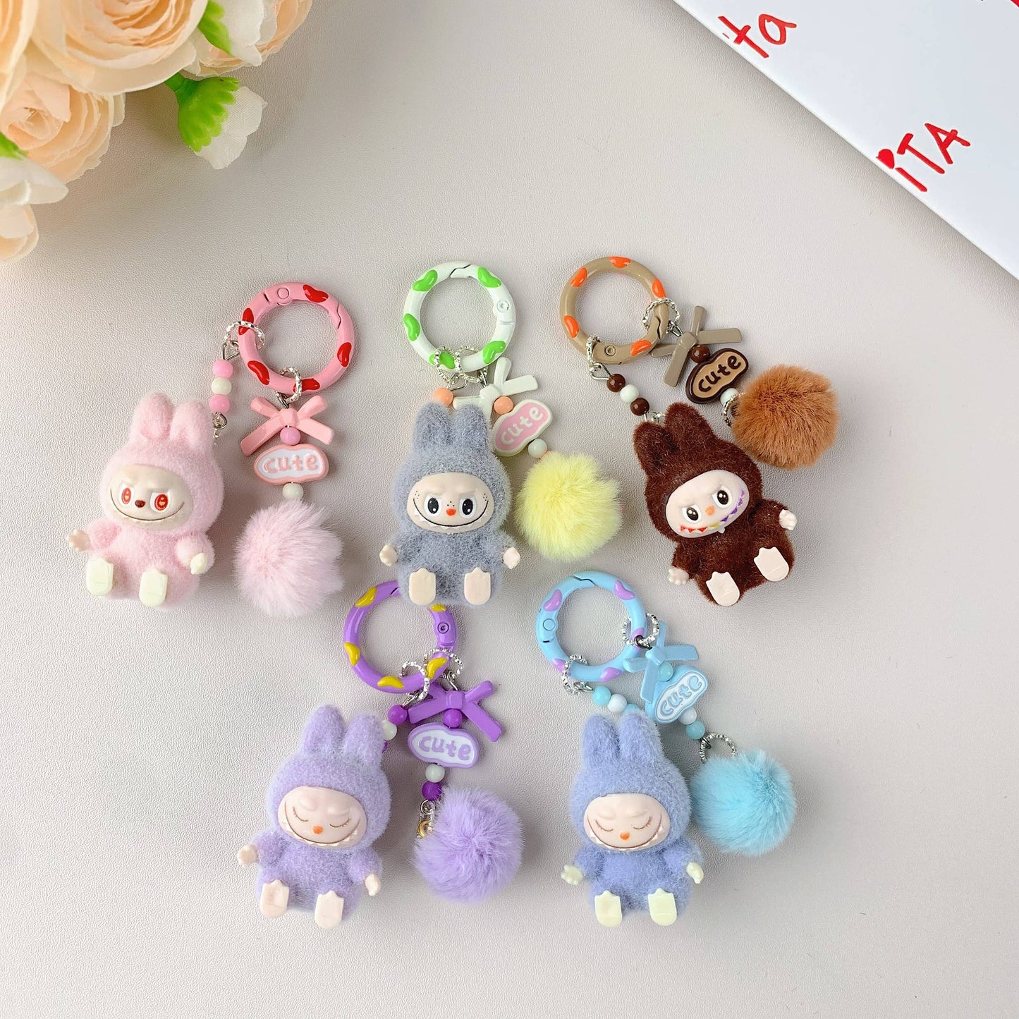 Labubu Hot-Selling Cute Keychain for Girls,Car Key Accessory: Blue