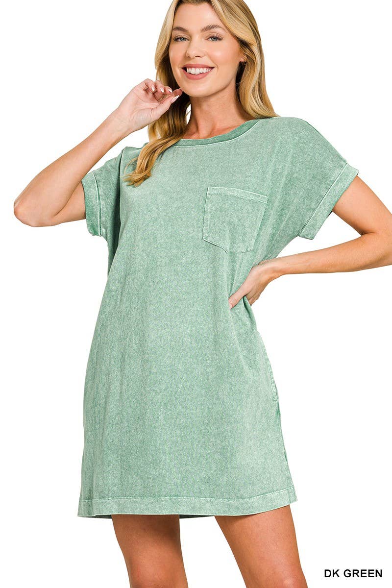 Halo Washed Premium Cotton T-shirts Dress: DEEP SKY / 2-2-2(S-M-L)