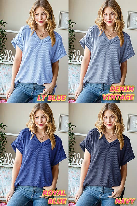 ET7484-10 SOLID URBAN RIBBED TOP: KELLY GREEN / 2-2-2 (S-M-L)