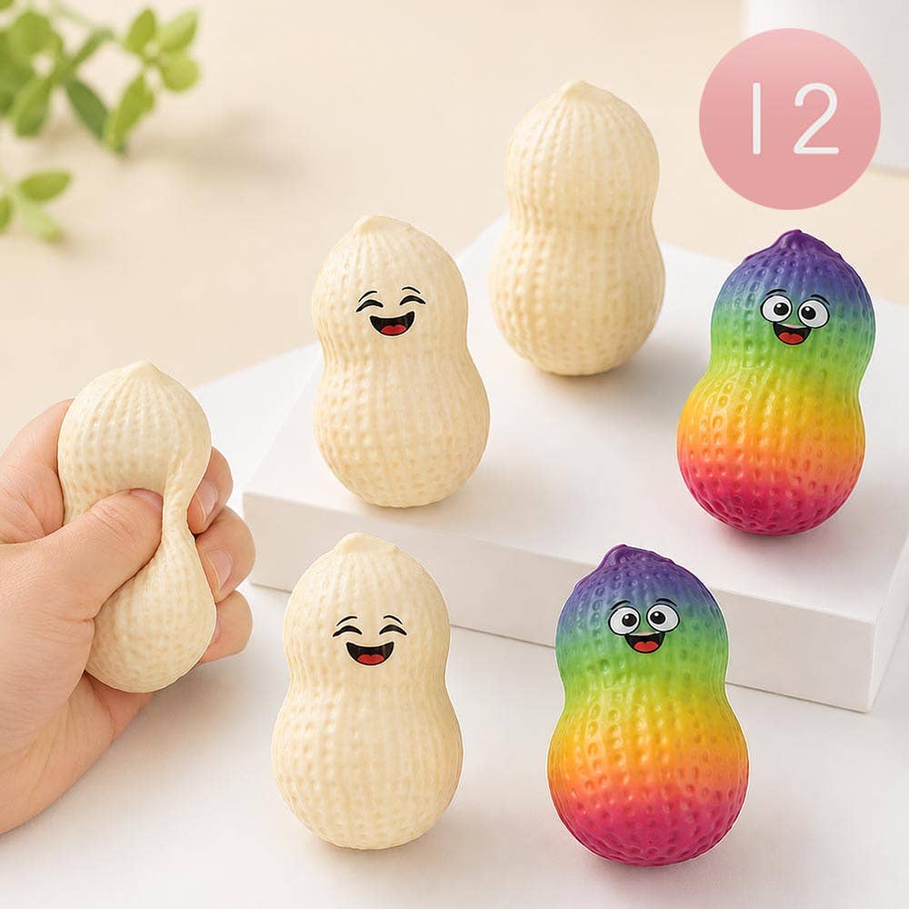 12PCS -  Peanut Squeeze Squishy Stress Relief Toy