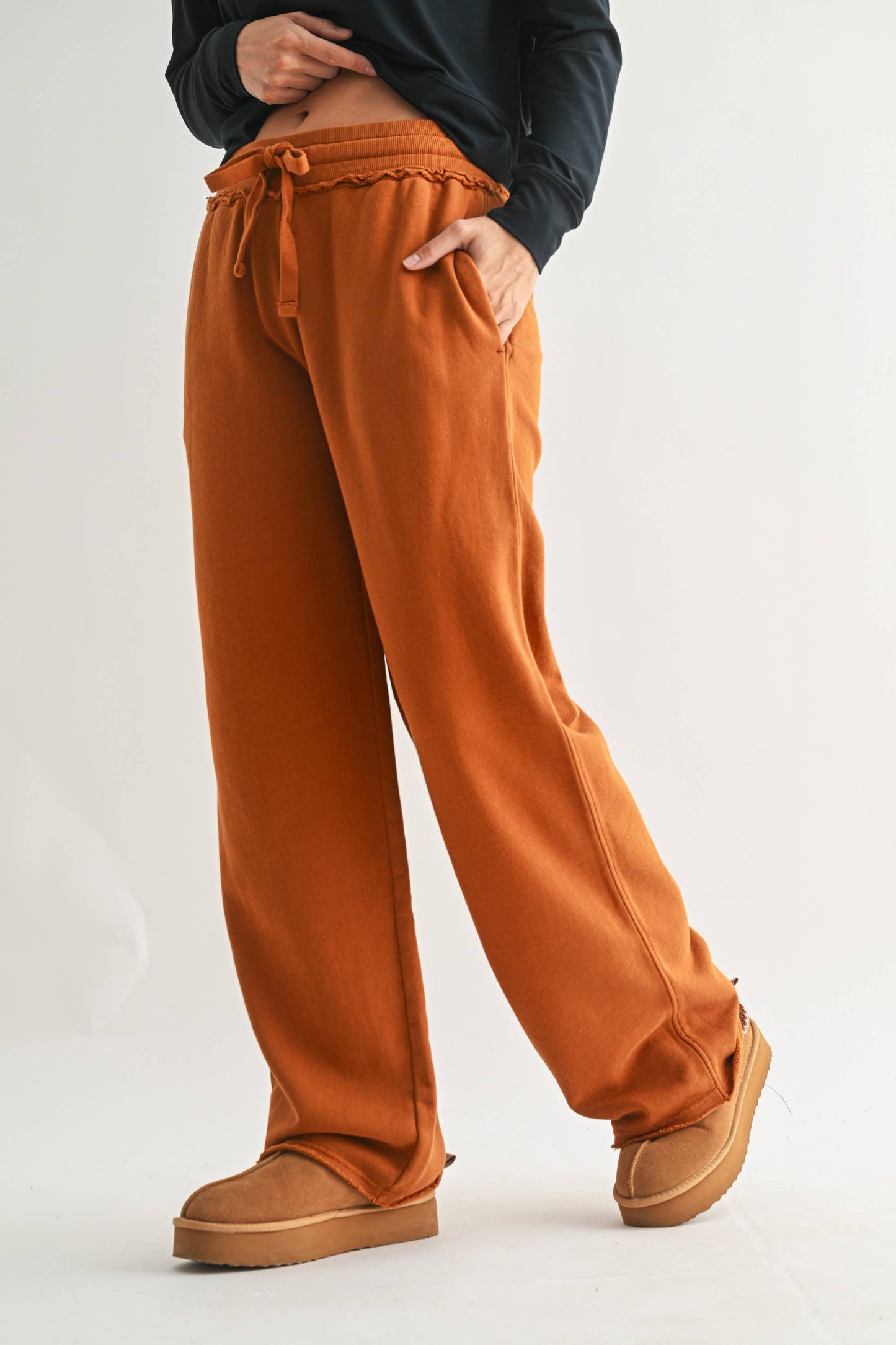 Wide Leg Cotton Core Pants: Black / S:M:L (2:2:2)